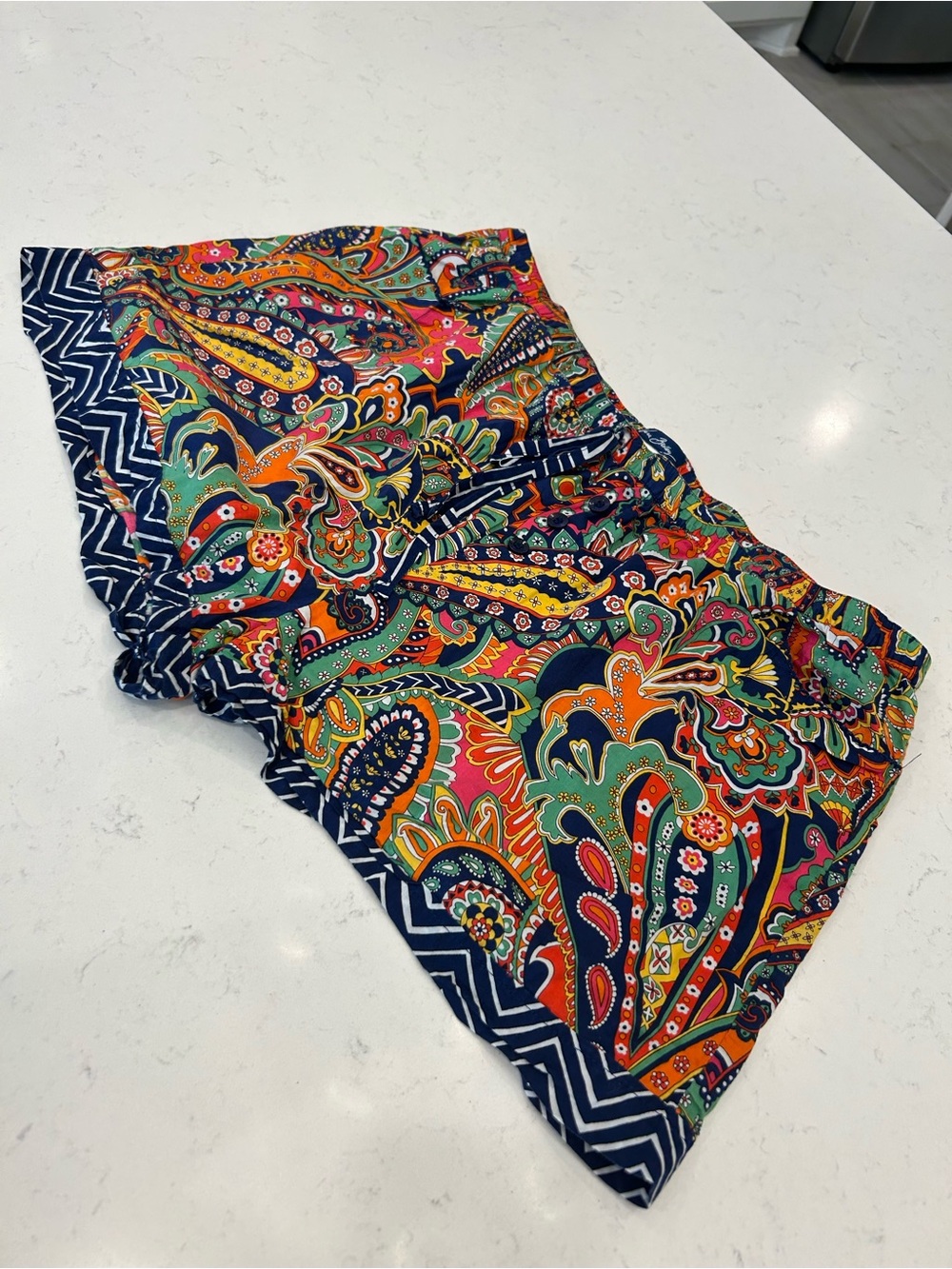 Vera Bradley Navy Multicolor Paisley Drawstring Pajama Shorts